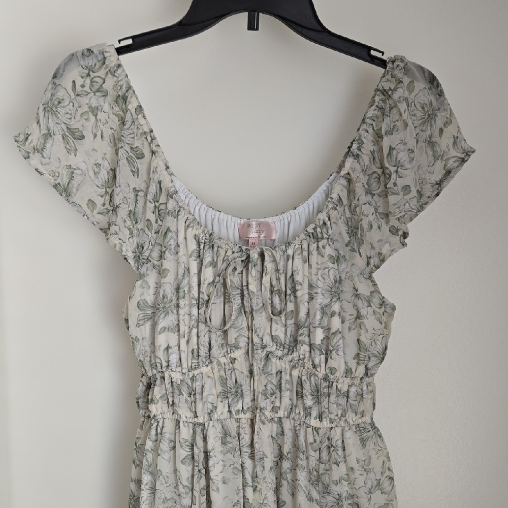 Dizzy White and Green Floral Dress